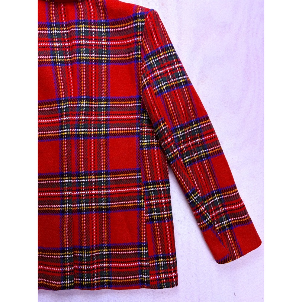 VICI Plaid Blazer Women Small Red Tartan Checkered One Button Preppy Office - Picture 6 of 9